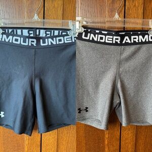 Under Armour Women’s 5” Middy Shorts - 2 pairs black and gray